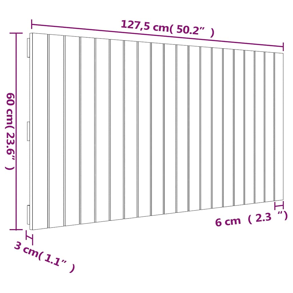 Testiera da Parete 127,5x3x60 cm in Legno Massello di Pino | homemem39