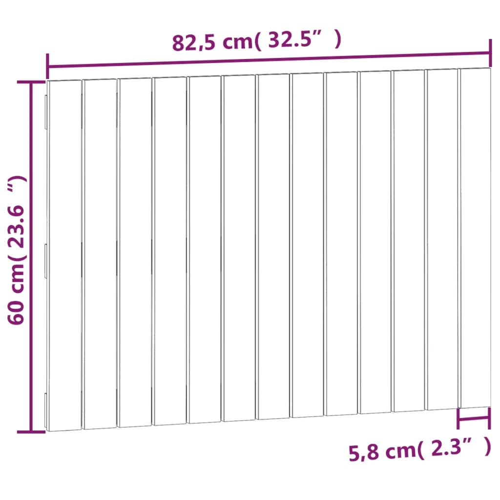 Testiera da Parete Nera 82,5x3x60 cm in Legno Massello di Pino | homemem39