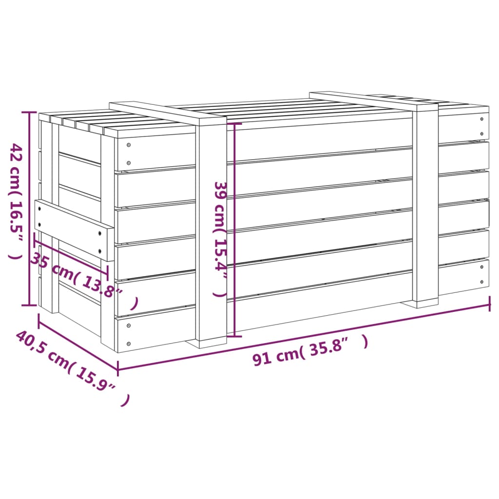 Contenitore Portaoggetti Nero 91x40,5x42 cm Legno Massello Pino