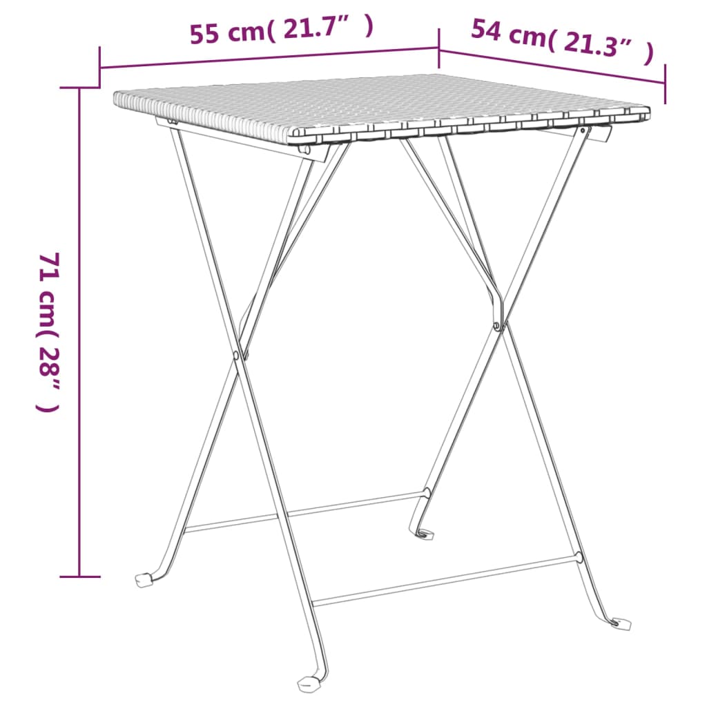 Set Pieghevole da Bistrò 3 pz Nero in Polyrattan