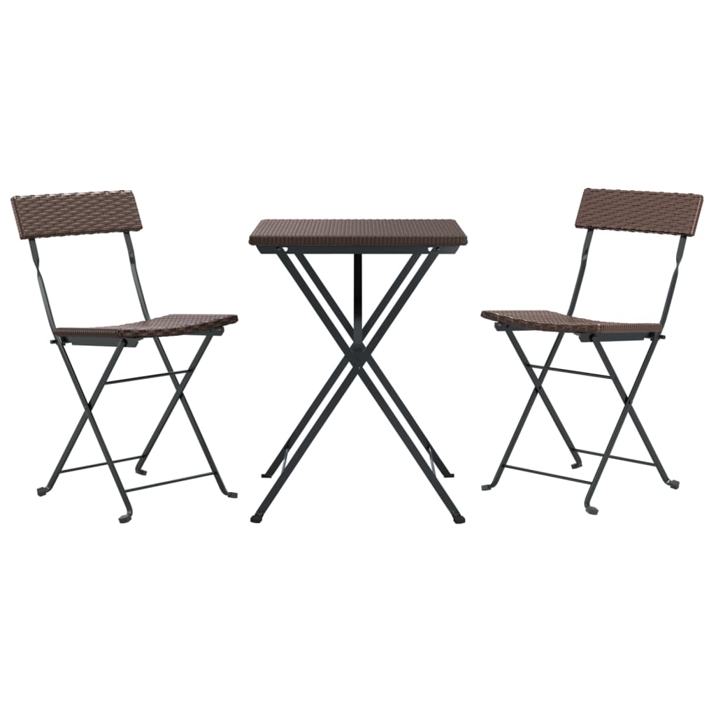 Set Pieghevole da Bistrò 3 pz Marrone in Polyrattan | homemem39