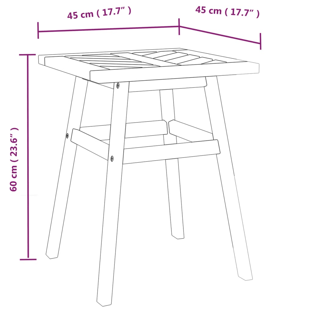 Tavolino 45x45x60 cm in Legno Massello di Acacia | homemem39