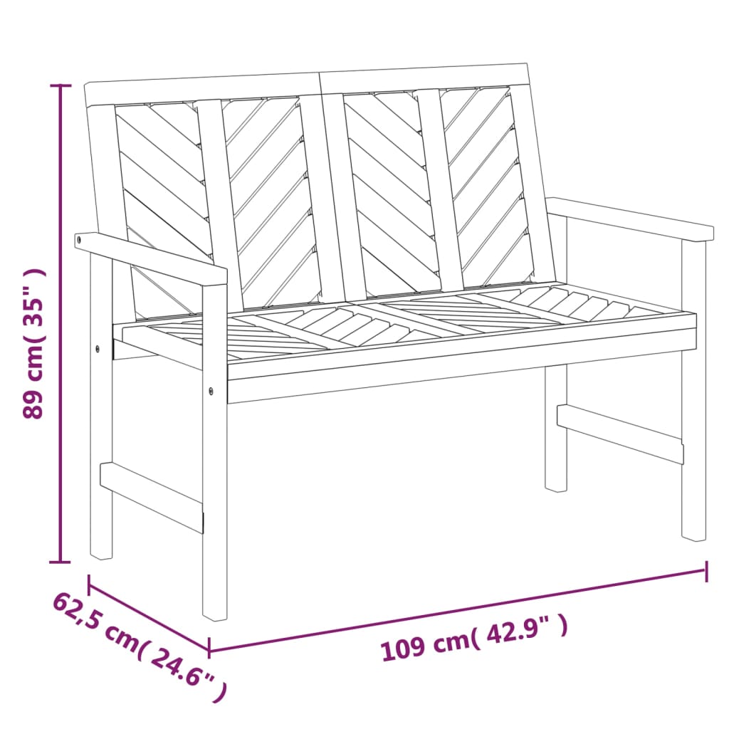 Panca da Giardino 109 cm in Legno Massello di Acacia | homemem39