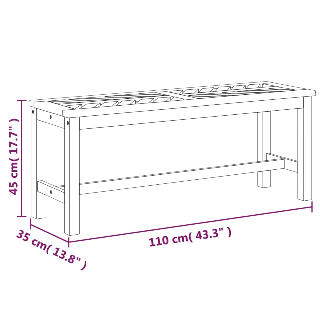 Panca da Giardino 110 cm in Legno Massello di Acacia | homemem39