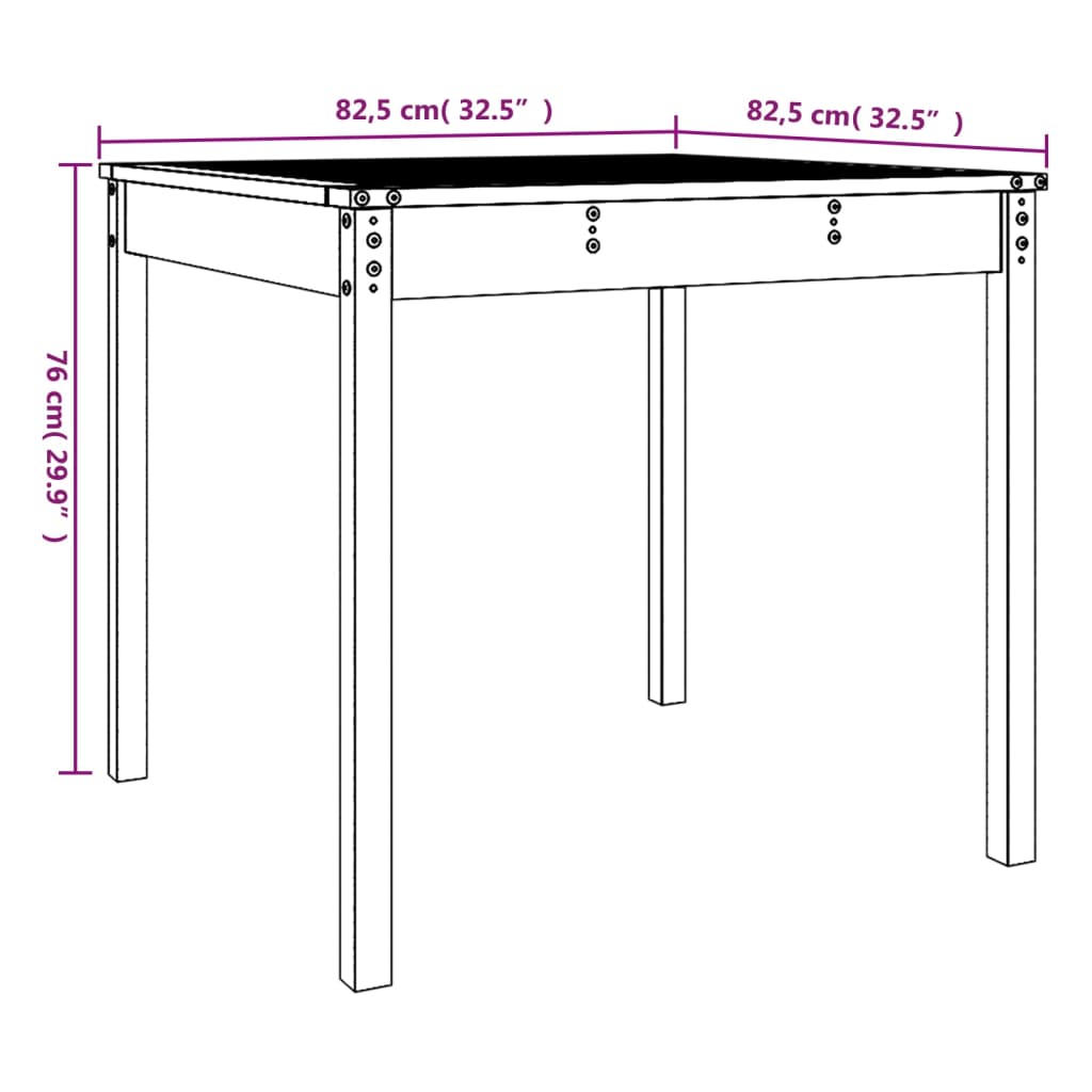 Tavolo da Giardino Ambra 82,5x82,5x76 cm Legno Massello di Pino | homemem39