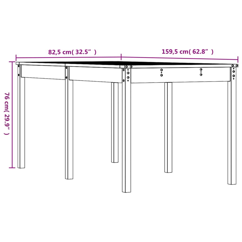 Tavolo da Giardino Grigio 159,5x82,5x76 cm Legno Massello Pino | homemem39