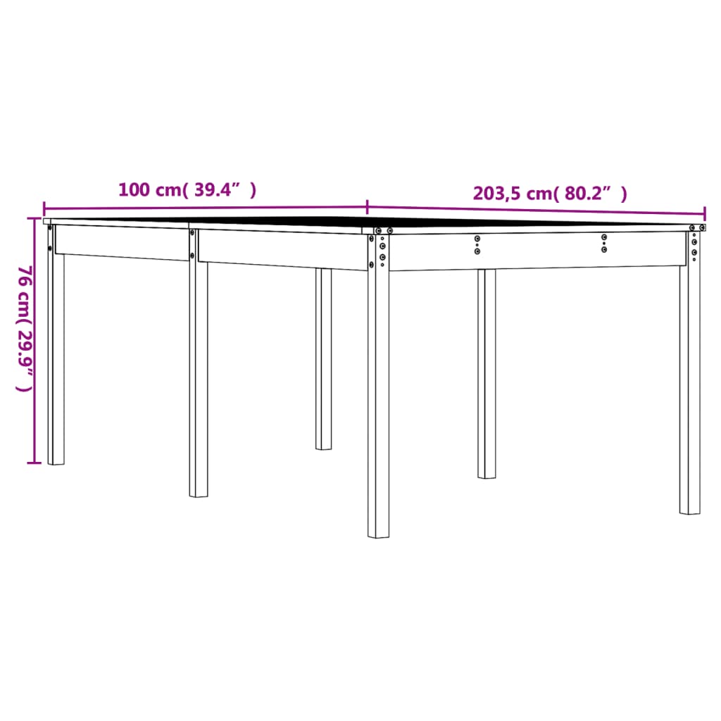 Tavolo da Giardino Bianco 203,5x100x76cm Legno Massello di Pino | homemem39