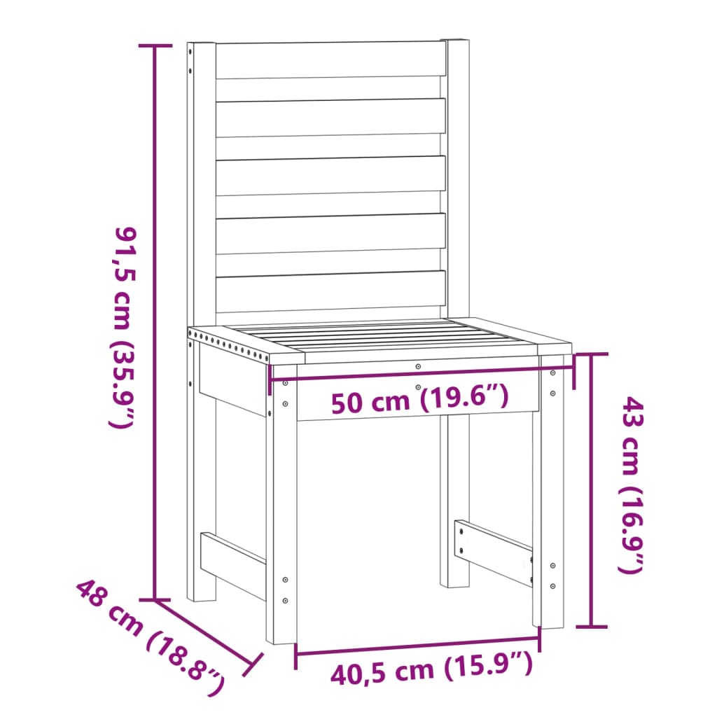 Sedie da Giardino 2pz Bianche 50x48x91,5 Legno Massello di Pino | homemem39