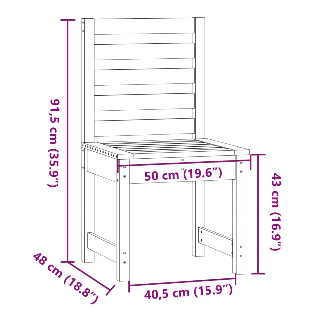Sedie da Giardino 2pz 50x48x91,5 cm Legno Massello di Douglas | homemem39