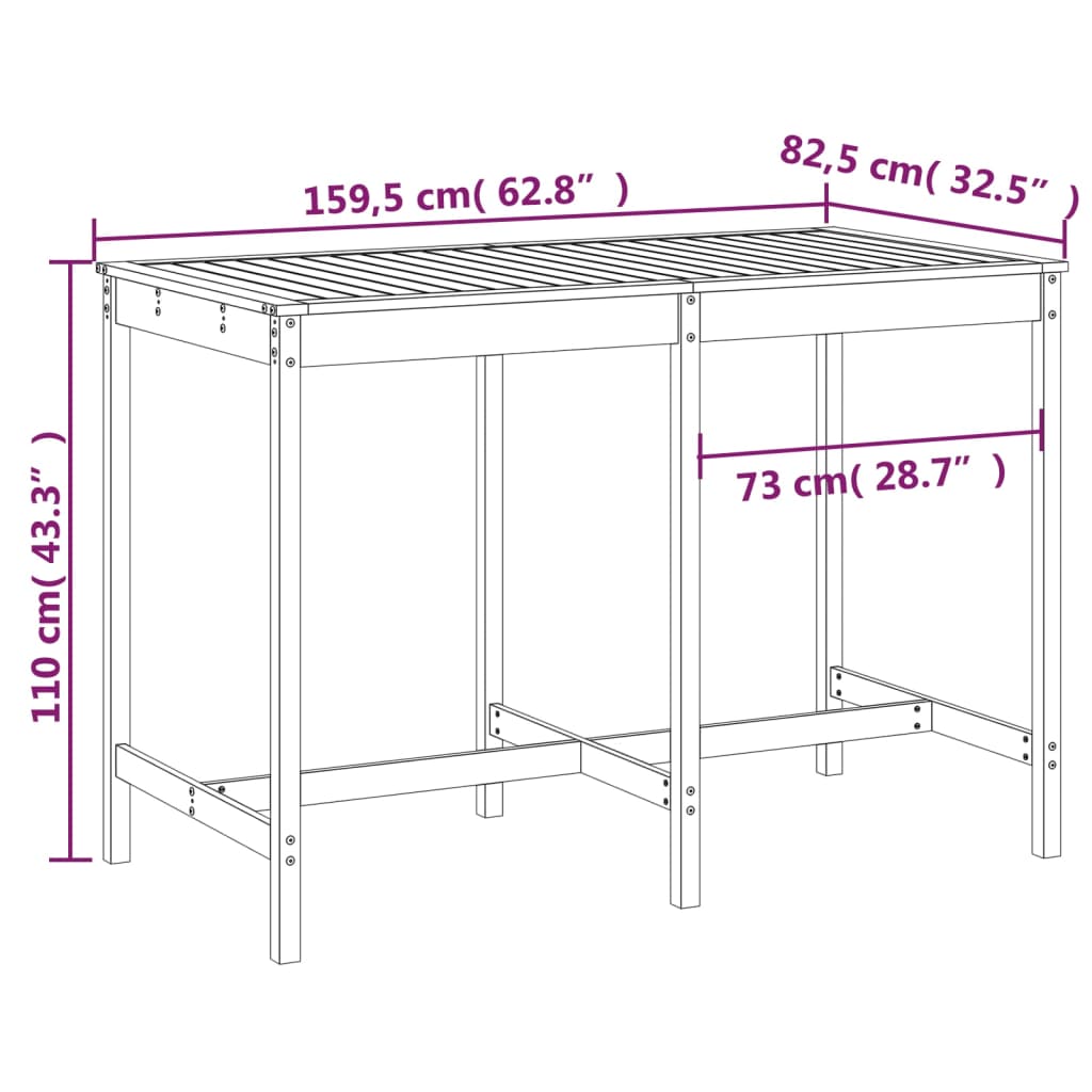 Tavolo da Giardino Grigio 159,5x82,5x110 cm Legno Massello Pino | homemem39