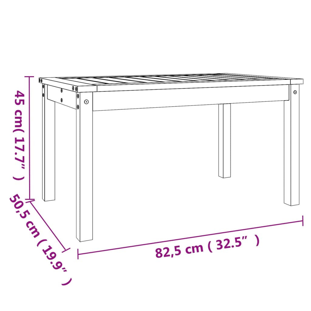 Tavolo da Giardino Bianco 82,5x50,5x45 cm Legno Massello Pino
