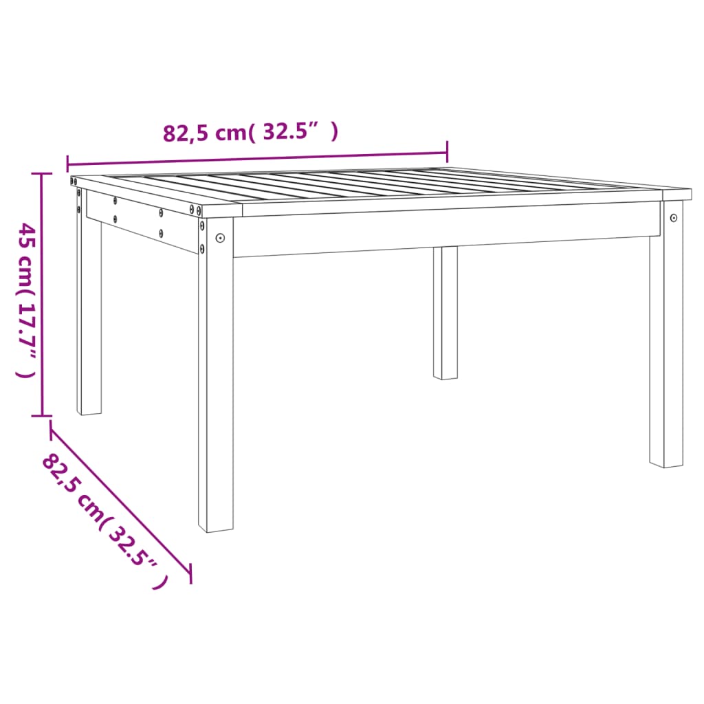 Tavolo da Giardino Bianco 82,5x82,5x45cm Legno Massello di Pino - homemem39