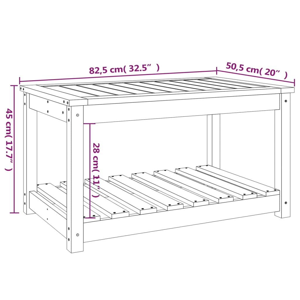 Tavolo da Giardino Nero 82,5x50,5x45 cm Legno Massello Pino | homemem39