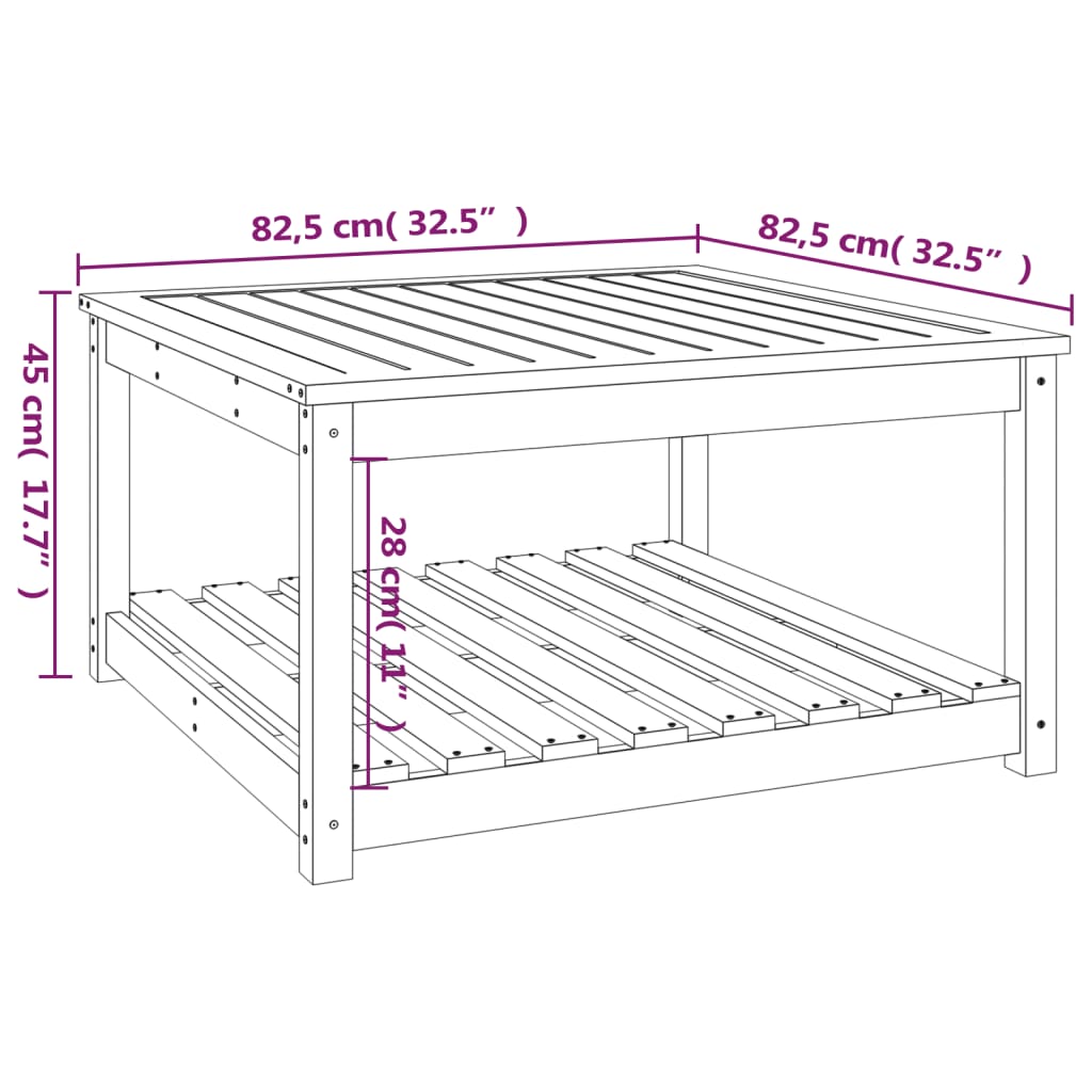 Tavolo da Giardino Bianco 82,5x82,5x45cm Legno Massello di Pino | homemem39
