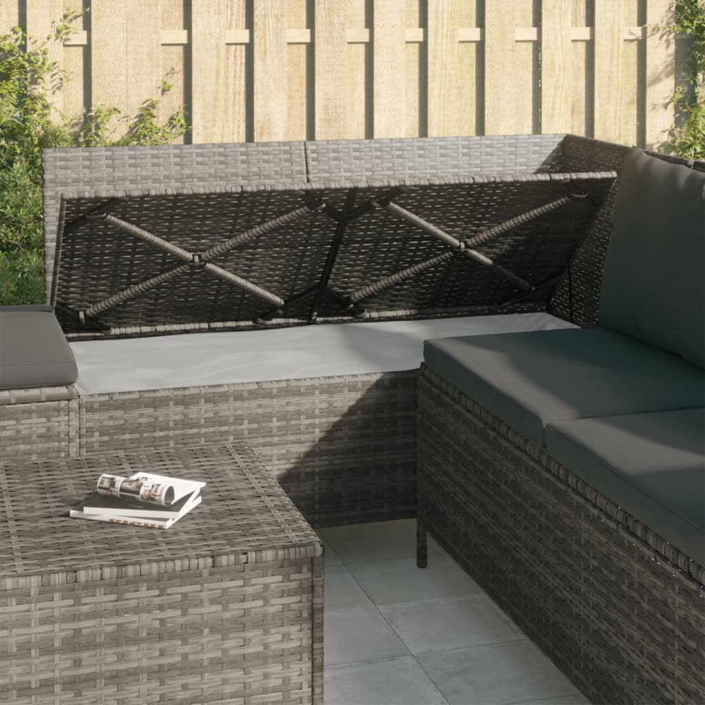 Set Divani da Giardino 4 pz con Cuscini in Polyrattan Grigio | homemem39