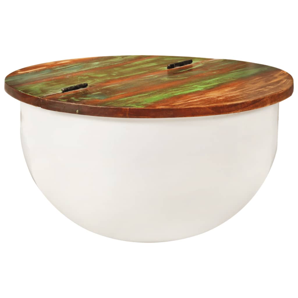 Tavolino da Salotto Bianco 50x27 cm Legno Massello di Recupero | homemem39