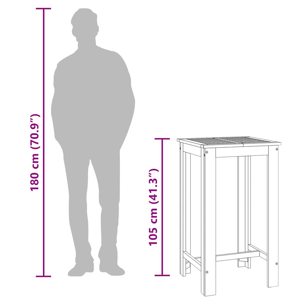 Tavolo da Bar da Giardino 60x60x105 cm Legno Massello di Acacia - homemem39