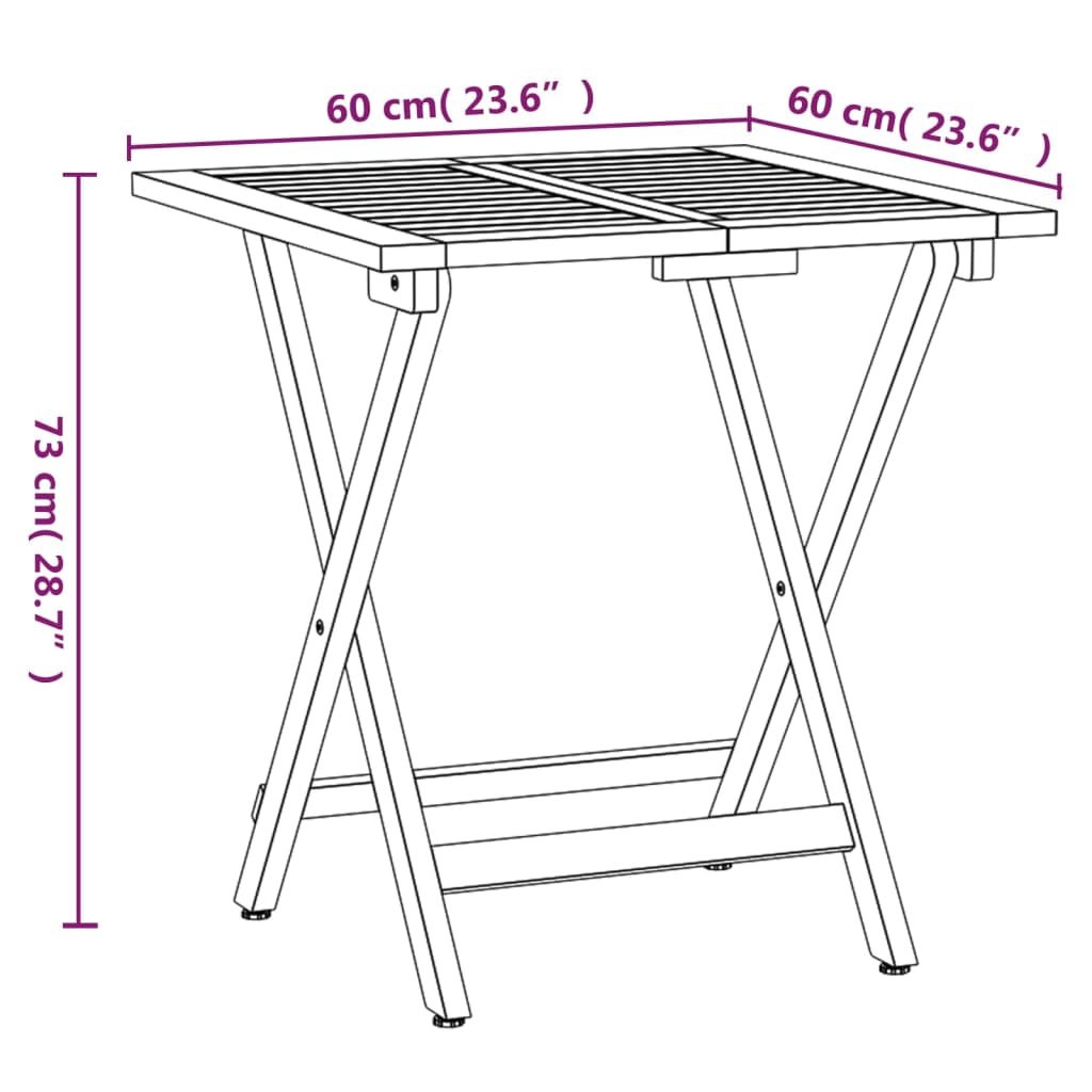 Set da Bistrò Pieghevole 3pz con Cuscini Legno Massello Acacia | homemem39