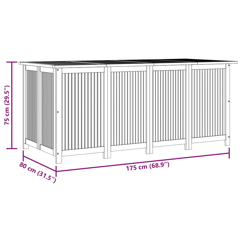 Contenitore da Giardino 175x80x75cm in Legno Massello di Acacia - homemem39