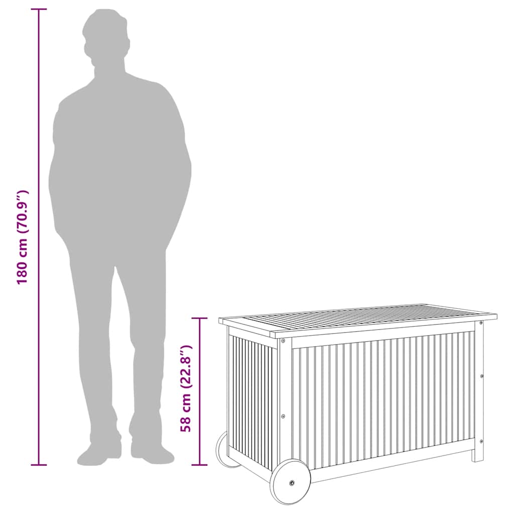 Contenitore Giardino con Ruote 90x50x58cm Legno Massello Acacia - homemem39