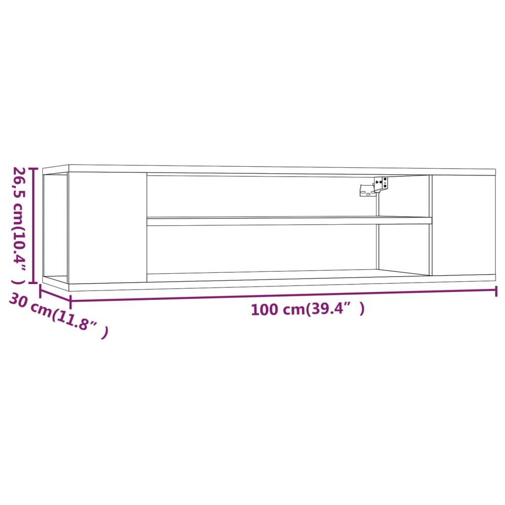 Mobile TV Pensile Rovere Fumo 100x30x26,5 cm Legno Multistrato