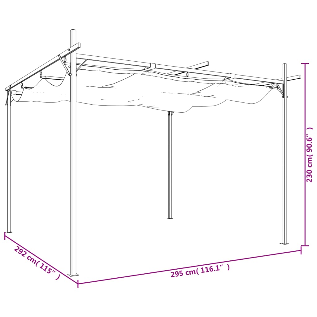 Pergola con Tetto Retrattile Crema 295x292x230 cm | homemem39