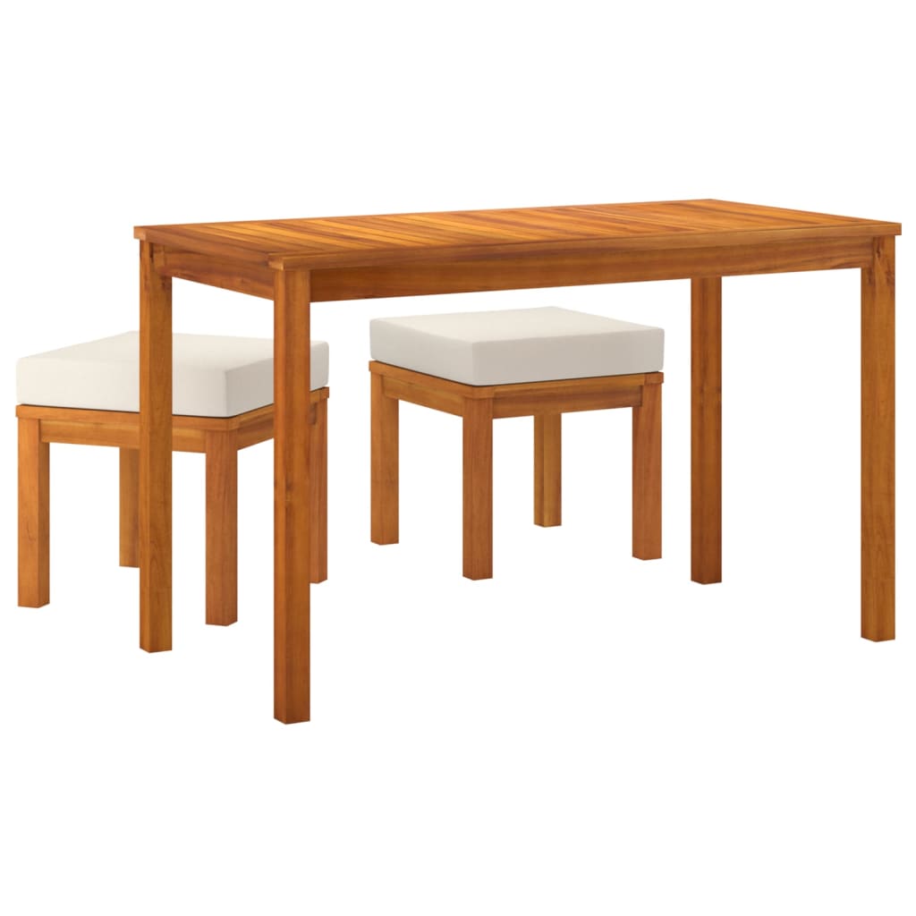 Set da Pranzo da Giardino 3pz con Cuscini Legno Massello Acacia | homemem39