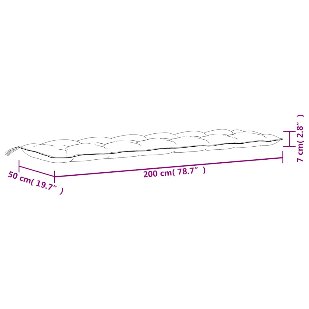 Cuscini per Panca da Giardino 2 pz Rosa 200x50x7 cm in Tessuto