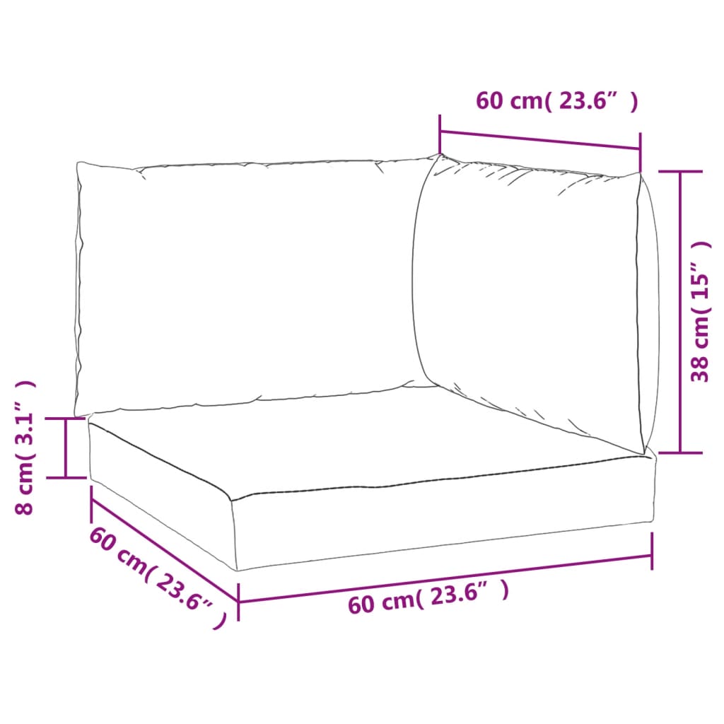 Cuscini per Pallet 3 pz Motivo a Foglie in Tessuto Oxford | homemem39