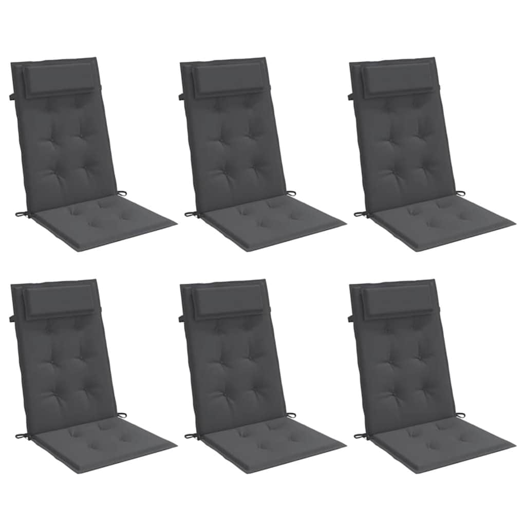 Cuscini per Sedia con Schienale Alto 6 pz Tessuto Oxford
