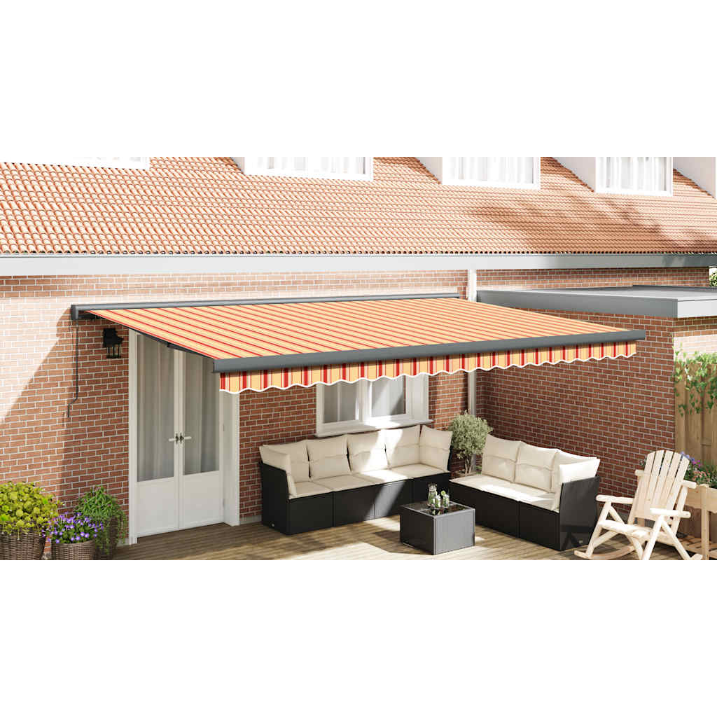 Tenda Sole Retrattile Gialla e Bianca 4x3 m Tessuto e Alluminio | homemem39