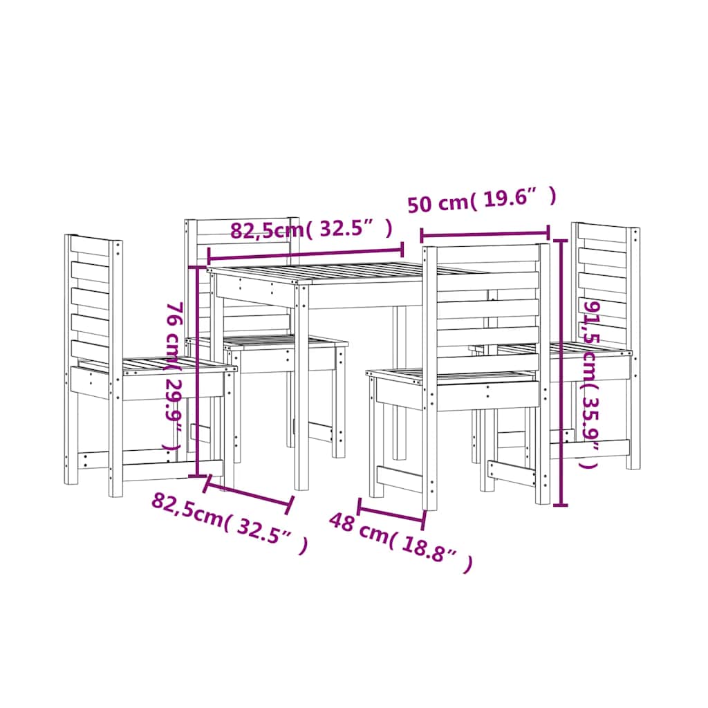 Set da Pranzo per Giardino 5 pz in Legno Massello di Douglas