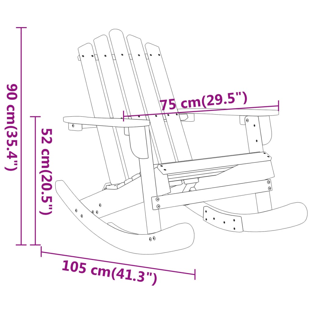 Sedia a Dondolo Adirondack in Legno Massello di Acacia | homemem39