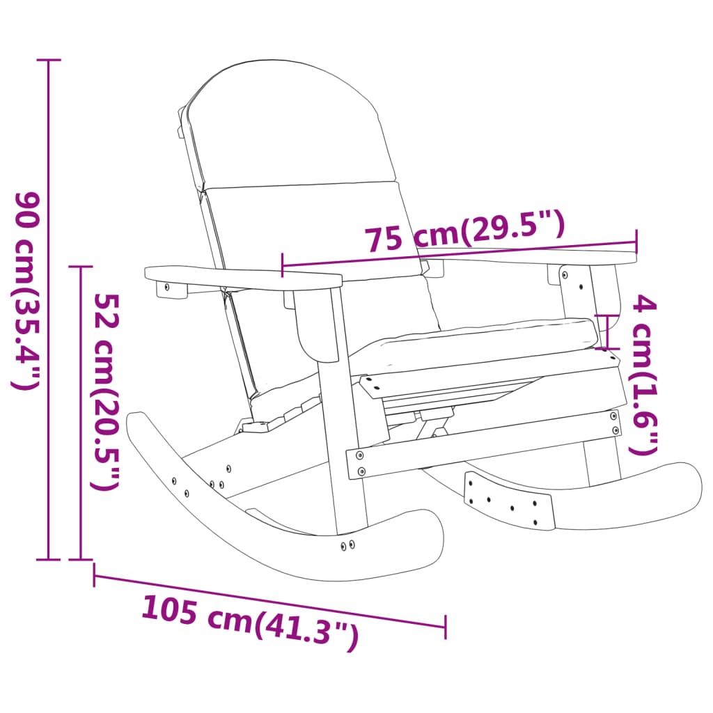 Sedia a Dondolo Adirondack con Cuscini Legno Massello di Acacia | homemem39