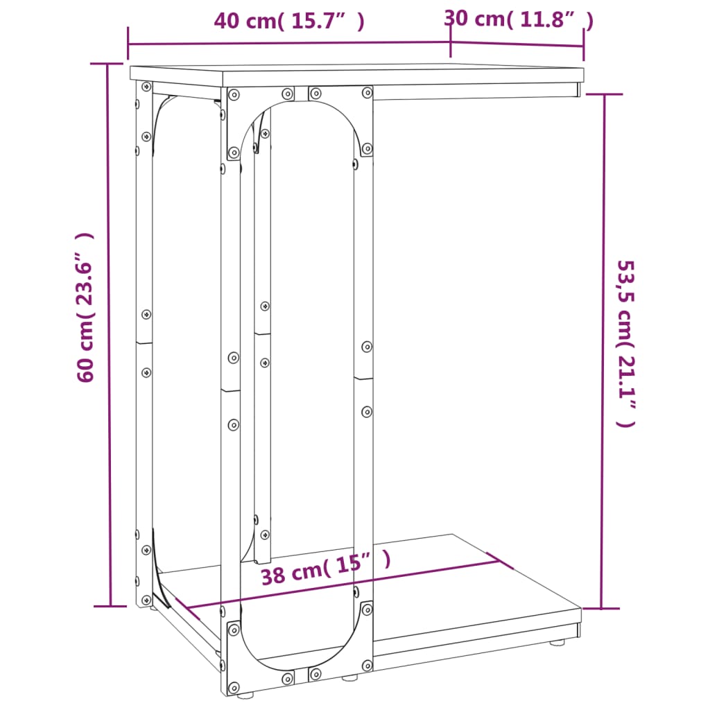 Tavolino Nero 40x30x60 cm in Legno Multistrato | homemem39