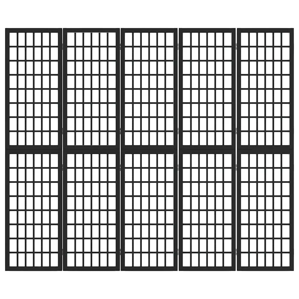Divisorio Pieghevole 5 Pannelli Stile Giapponese 200x170cm Nero | homemem39