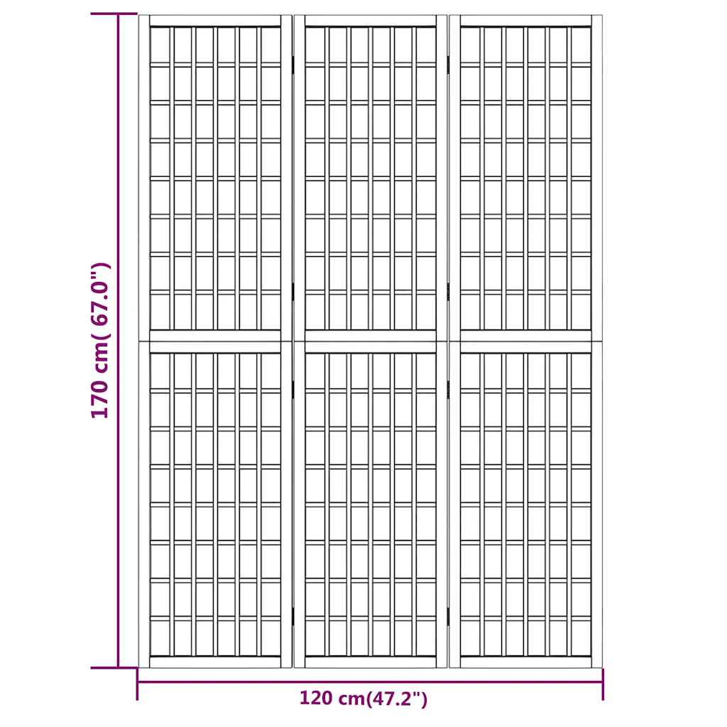 Divisorio Pieghevole 3 Pannelli Stile Giapponese 120x170 Bianco | homemem39