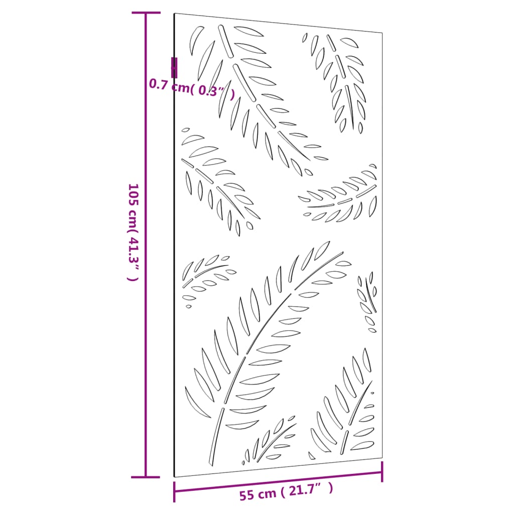 Decorazione Muro da Giardino 105x55 cm Foglia Acciaio Corten - homemem39