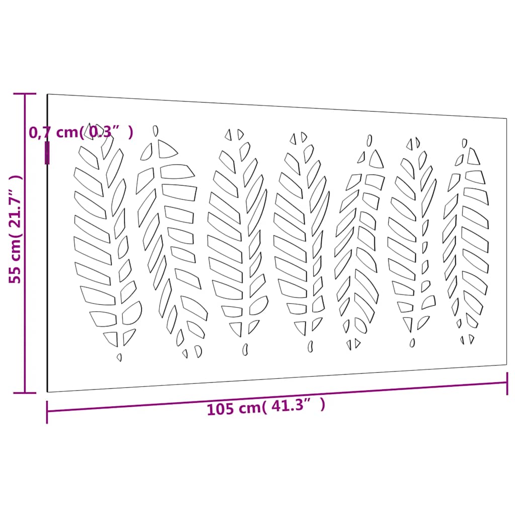 Decorazione Muro da Giardino 105x55 cm Foglia Acciaio Corten | homemem39