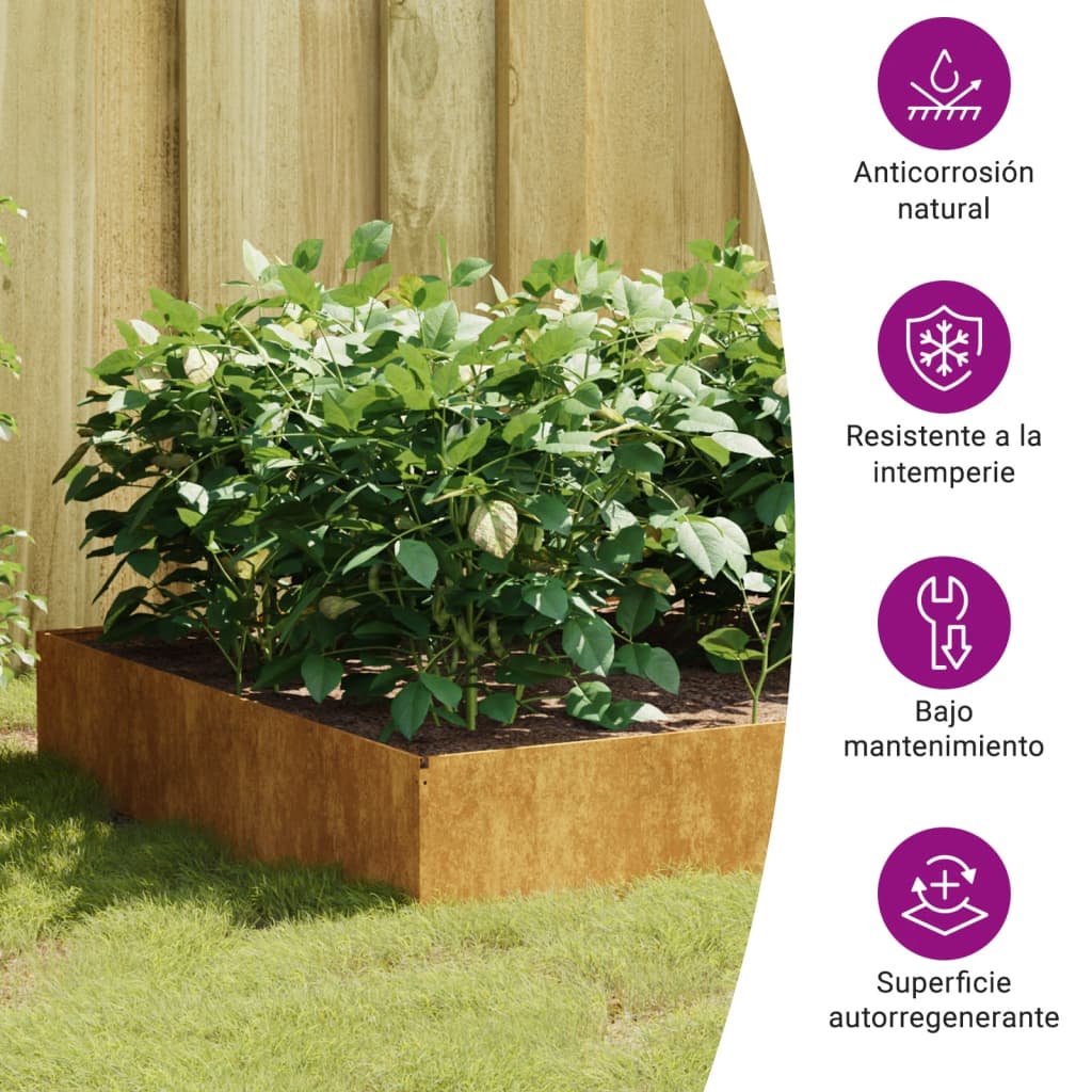 Fioriera Rialzata da Giardino 100x100x33,5 cm in Acciaio Corten | homemem39