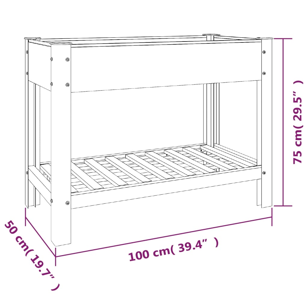 Fioriera Rialzata Giardino con Ripiano Grigia 100x50x75 cm WPC | homemem39