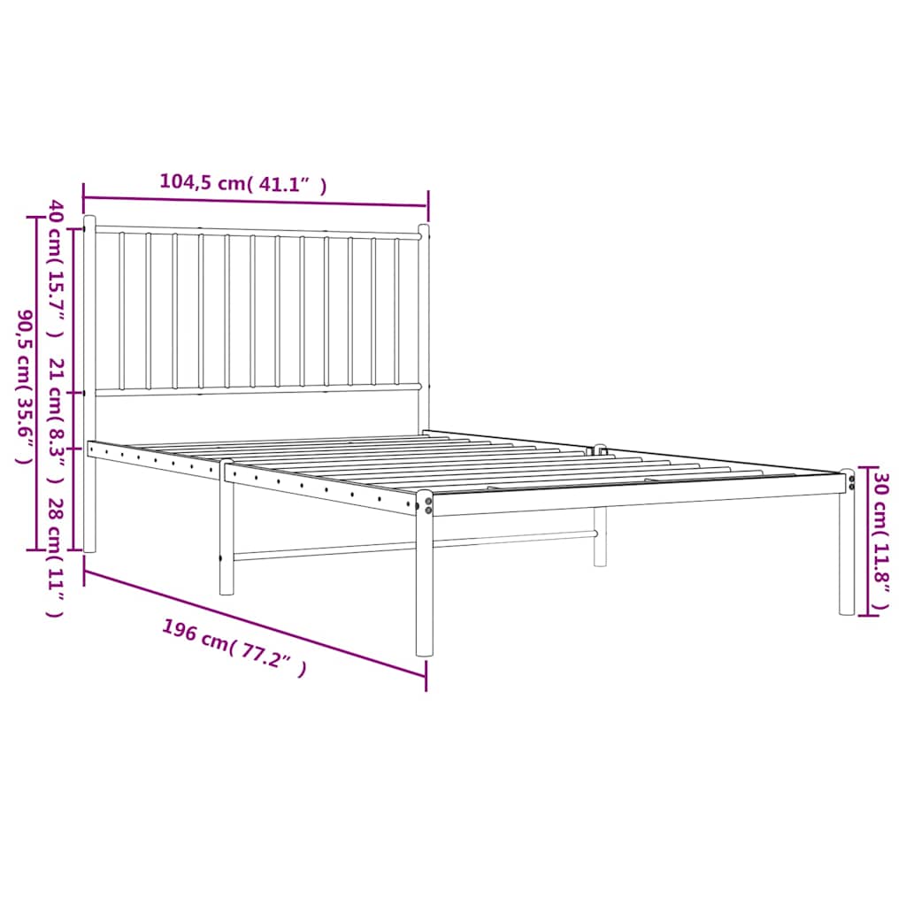 Giroletto con Testiera in Metallo Nero 100x190 cm | homemem39