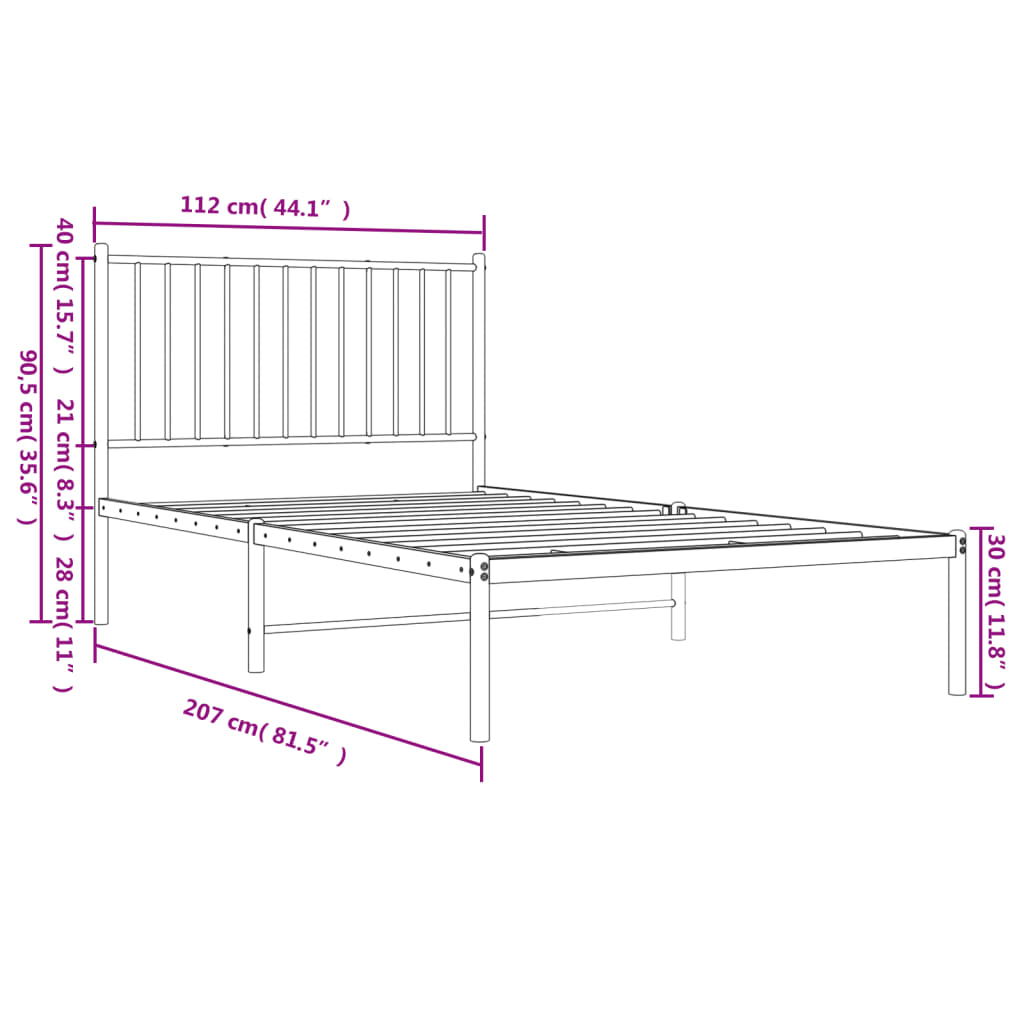 Giroletto con Testiera in Metallo Nero 107x203 cm | homemem39