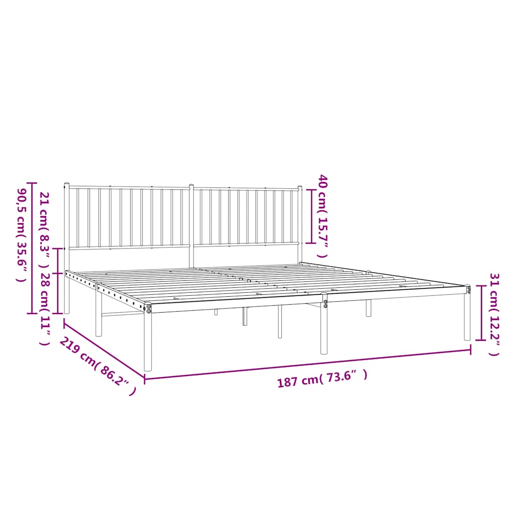 Giroletto con Testiera in Metallo Nero 183x213 cm | homemem39