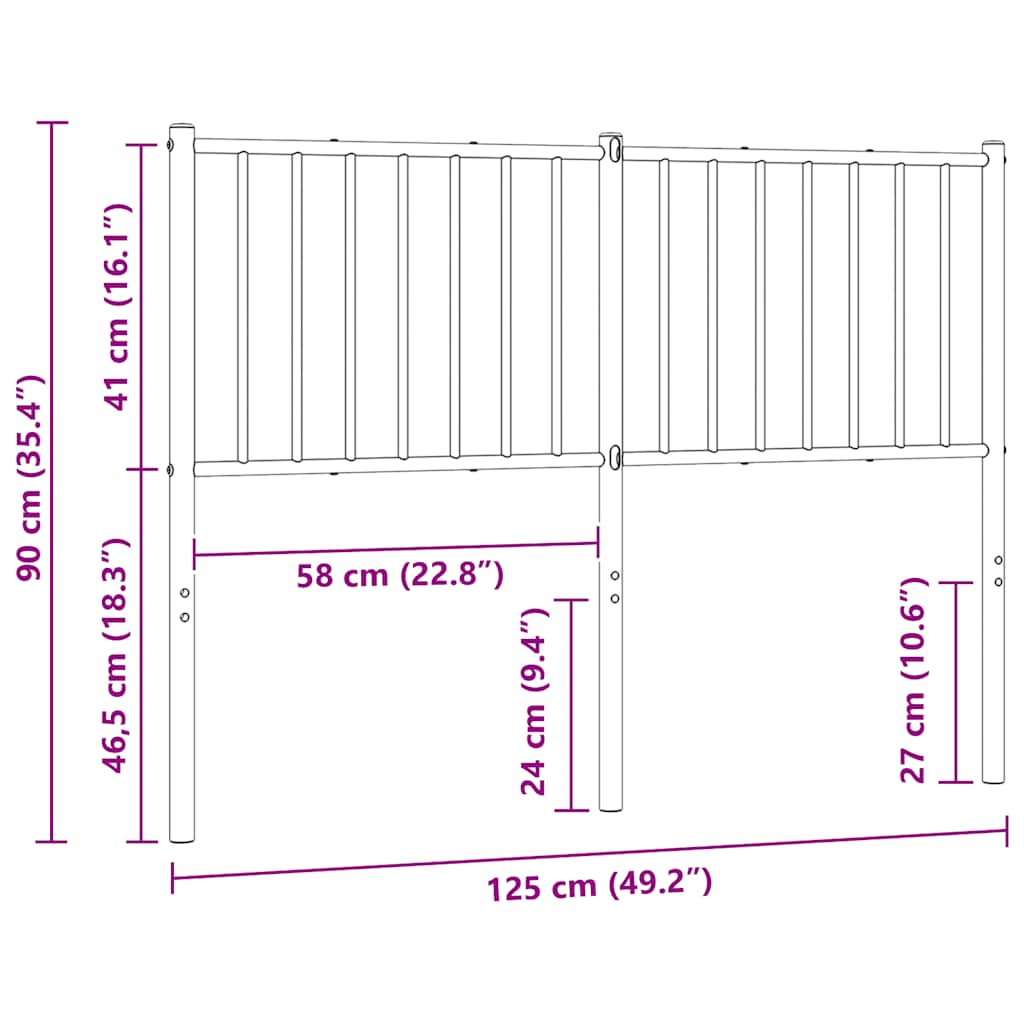 Testiera di Ricambio in Metallo Nero 120 cm | homemem39