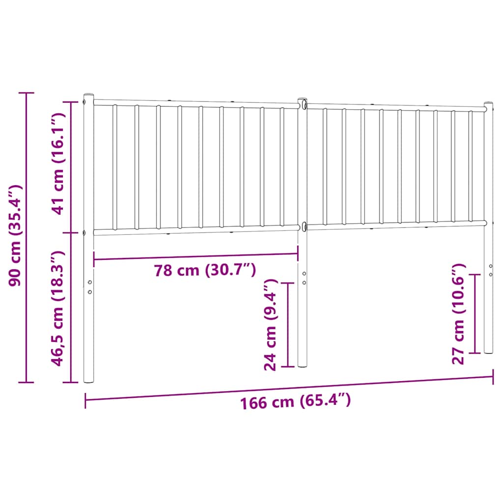 Testiera di Ricambio in Metallo Nero 160 cm | homemem39