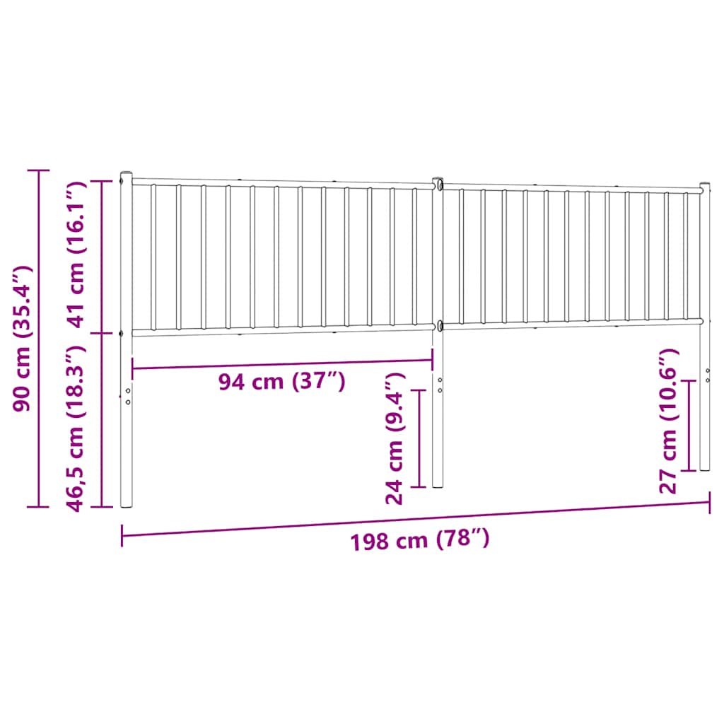 Testiera di Ricambio in Metallo Nero 193 cm | homemem39