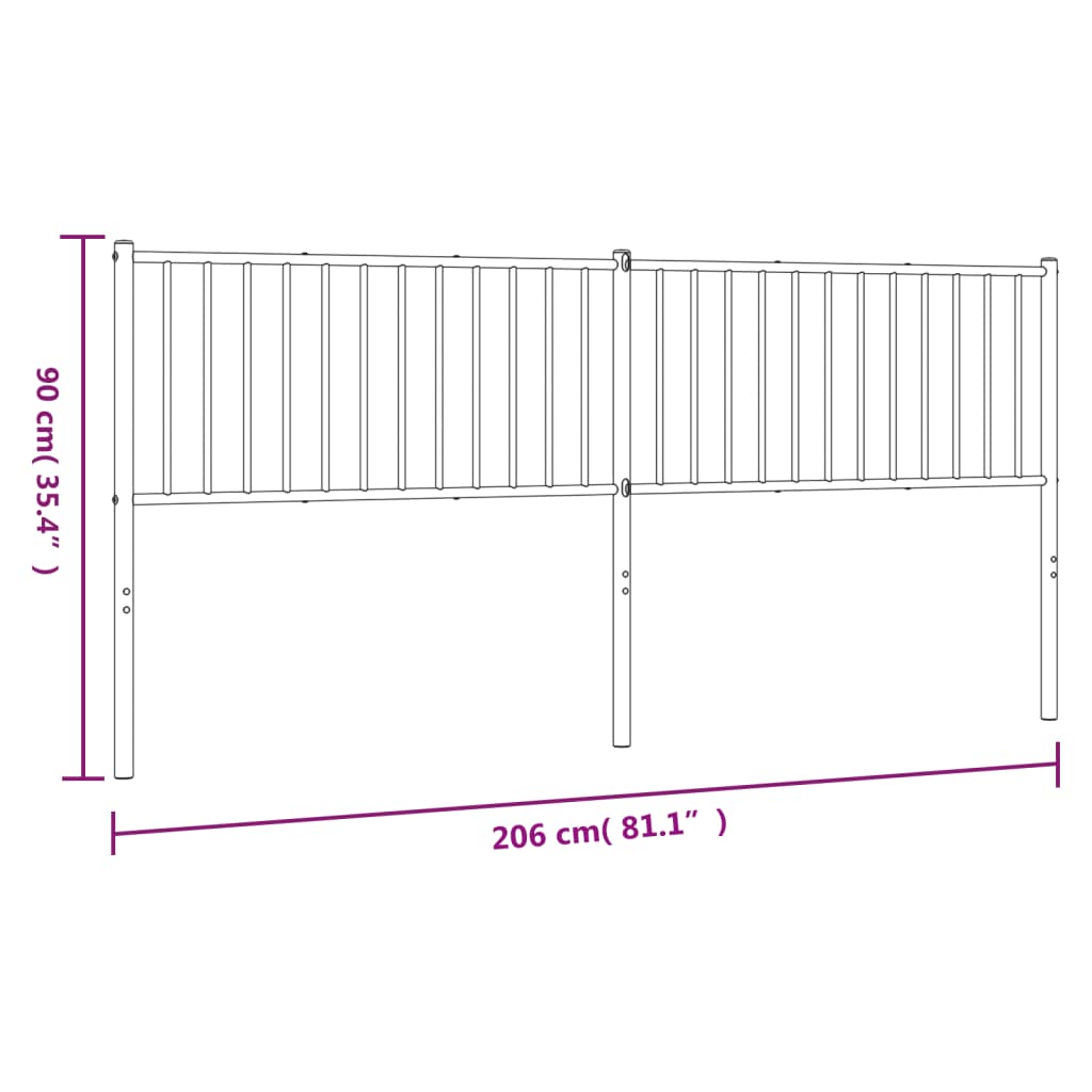 Testiera di Ricambio in Metallo Nero 200 cm | homemem39