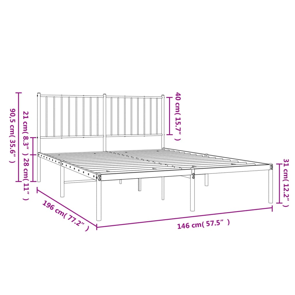 Giroletto con Testiera Metallo Bianco 140x190 cm | homemem39