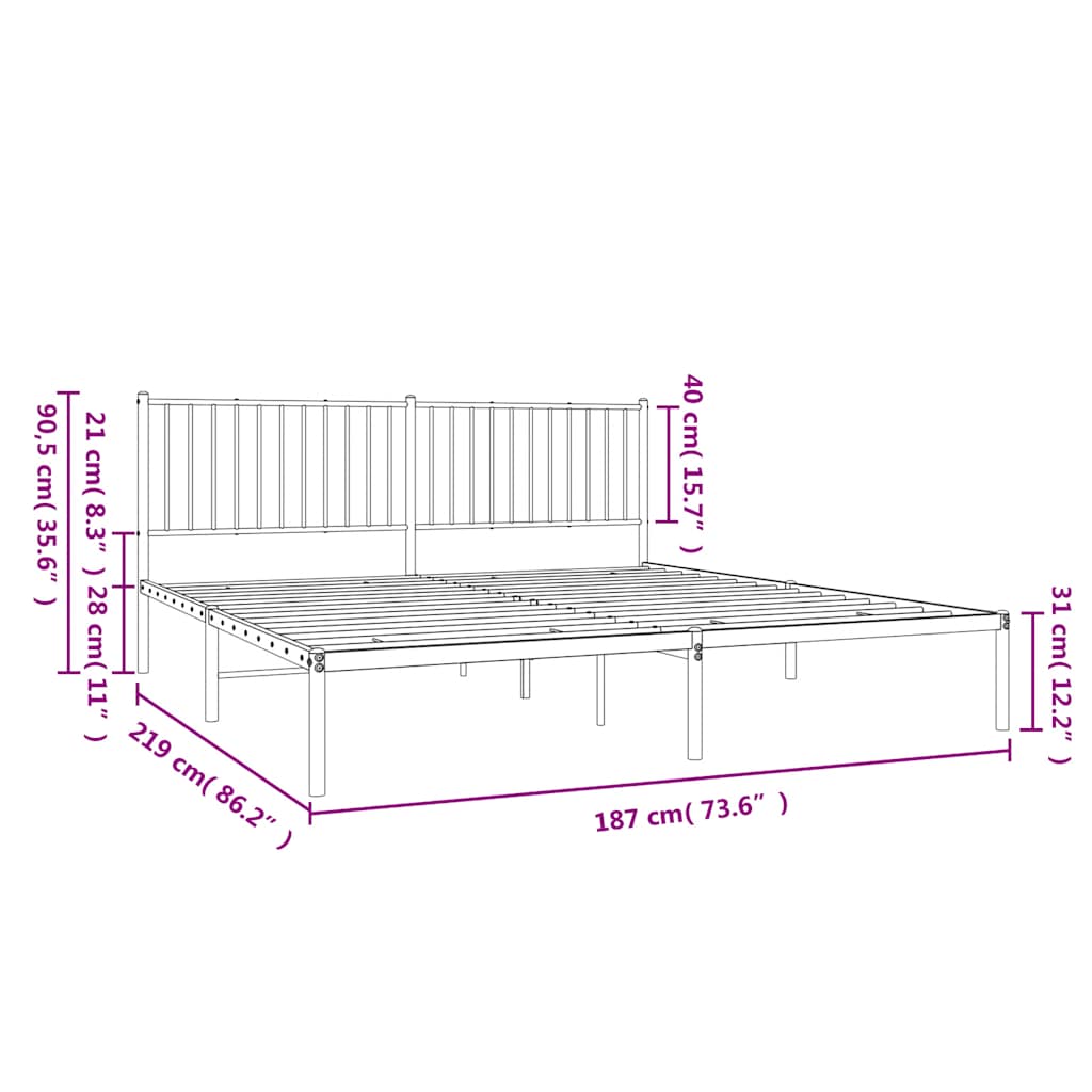 Giroletto con Testiera Metallo Bianco 183x213 cm | homemem39